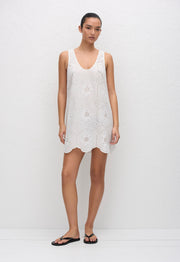 Broderie Tank Mini Dress - White - Matteau